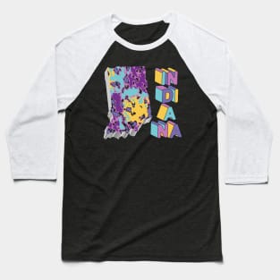 Indiana State Map Abstract Art Baseball T-Shirt